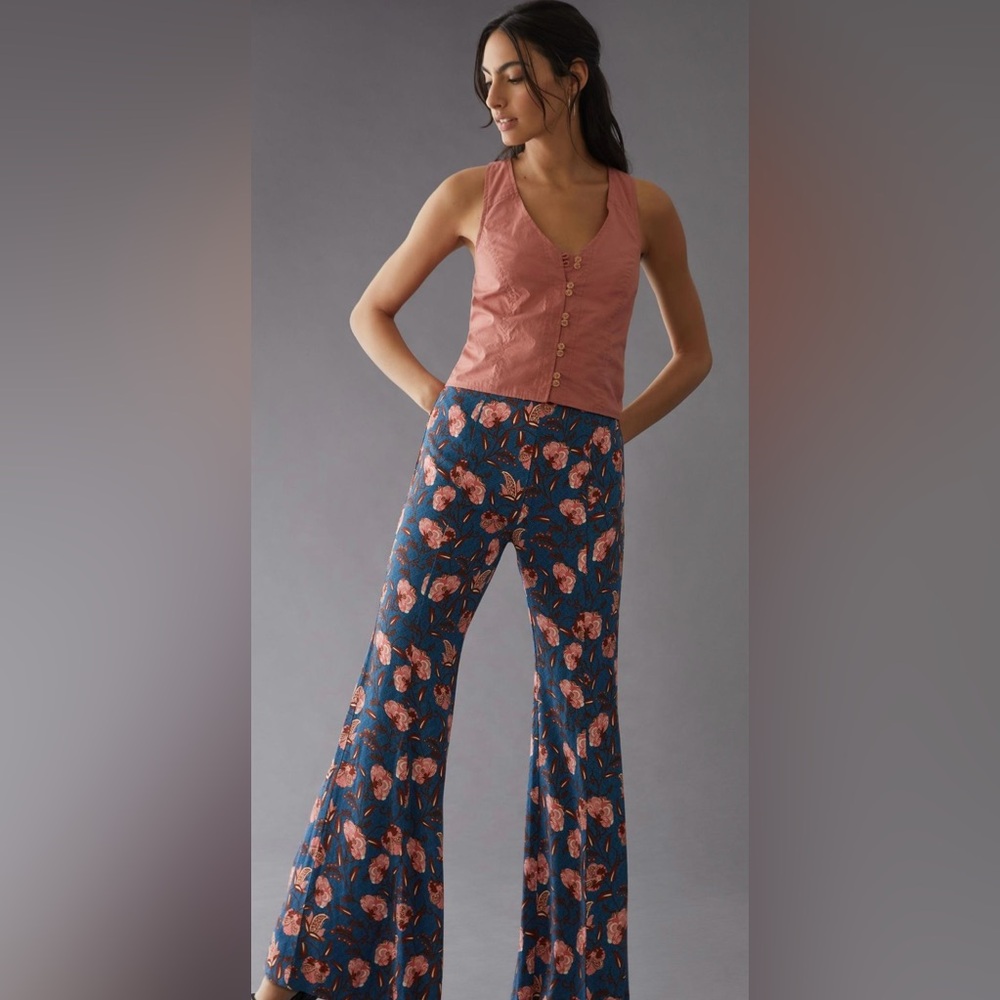By Anthropologie Drapey Flare Pants-6